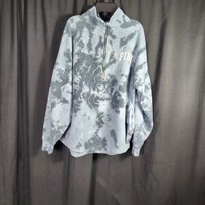 Pink Victoria Secret Tie Dye‎ Quarter Zip Sweatshirt Mock Neck Blue Gray Women S